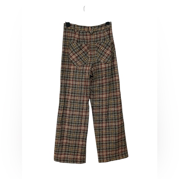 Free People Shape Up Trouser Pants Plaid High Rise Wide Leg Size 0 plaid pattern - Picture 4 of 8